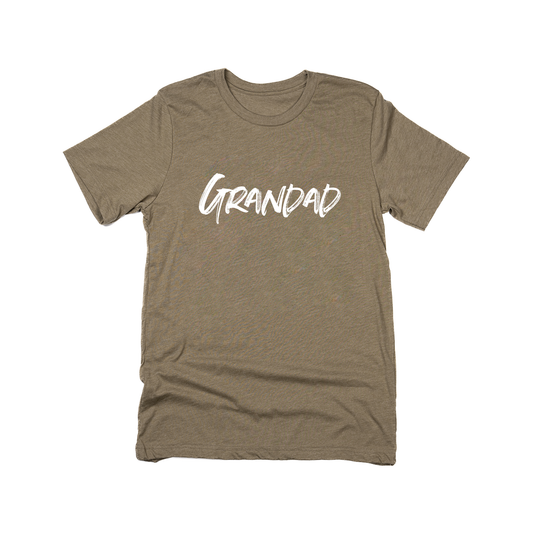 Grandad (Brushed, White, Across Front) - Tee (Olive)