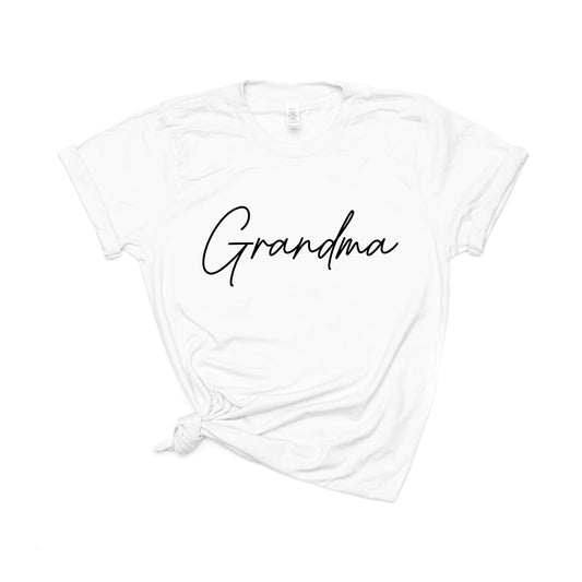 Grandma (Rose Script, Across Front) - Tee (White)