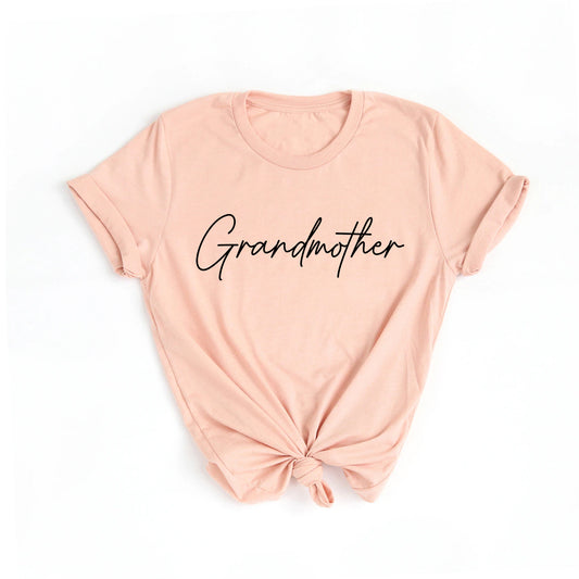 Grandmother (Rose Script, Across Front) - Tee (Peach)