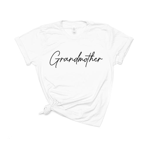 Grandmother (Rose Script, Across Front) - Tee (White)