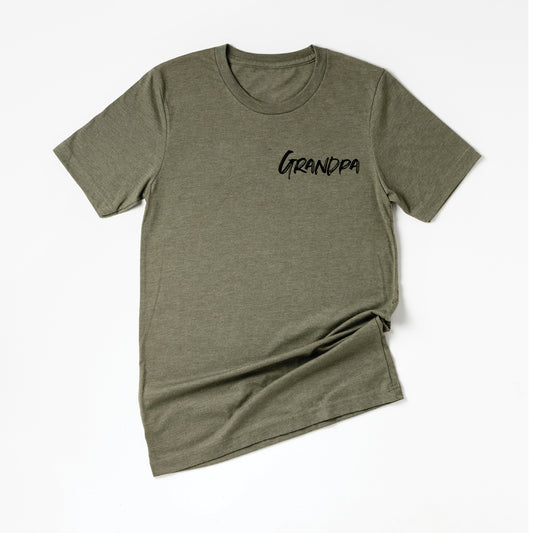 Grandpa (Brushed, Black, Pocket) - Tee (Olive)