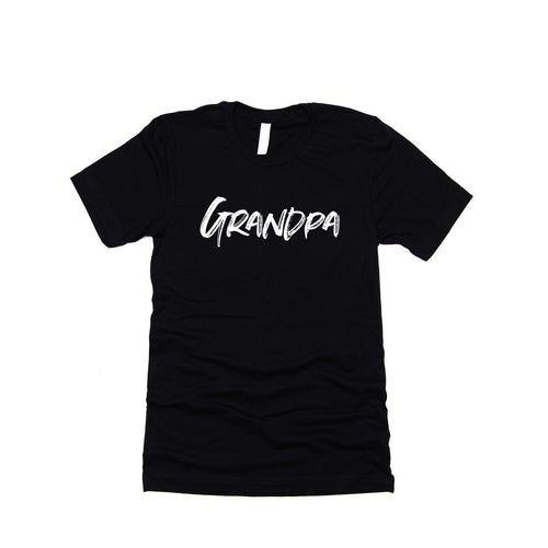 Grandpa (Brushed, White, Across Front) - Tee (Black)