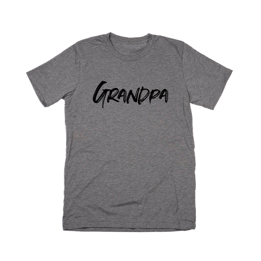 Grandpa (Brushed, Black, Across Front) - Tee (Gray)