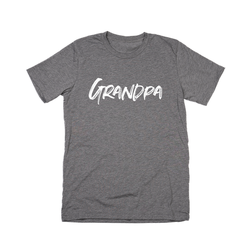 Grandpa (Brushed, White, Across Front) - Tee (Gray)