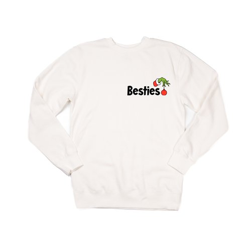 Christmas Besties Half Heart (Pocket, Right Sleeve) - Sweatshirt (Creme)