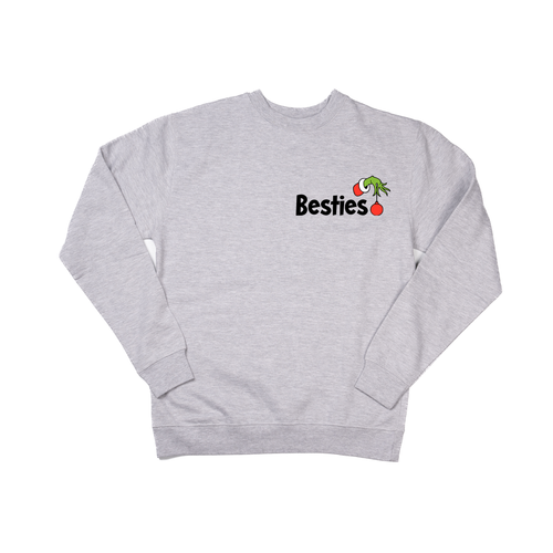 Christmas Besties Half Heart (Pocket, Right Sleeve) - Sweatshirt (Heather Gray)