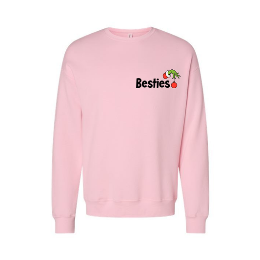 Christmas Besties Half Heart (Pocket, Right Sleeve) - Sweatshirt (Light Pink)