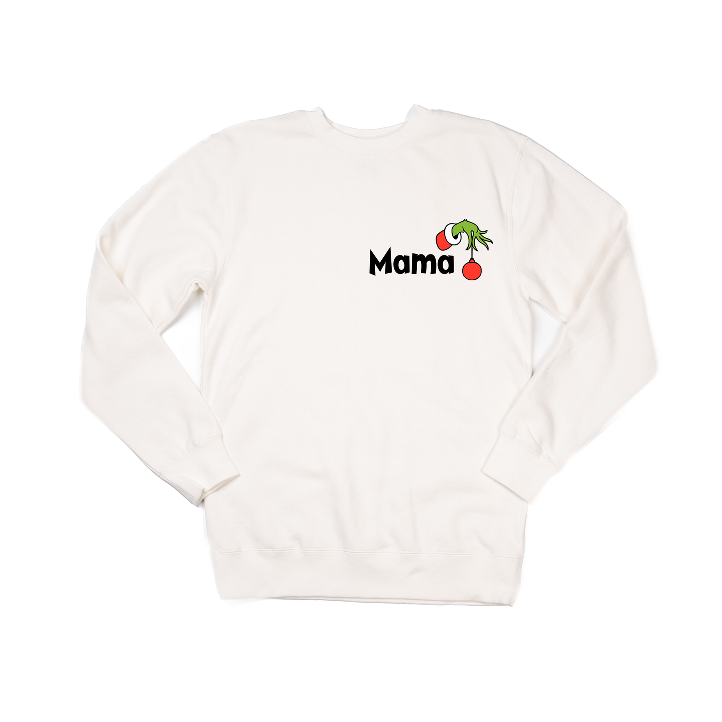 Christmas Mama Half Heart (Pocket, Left Sleeve) - Sweatshirt (Creme)