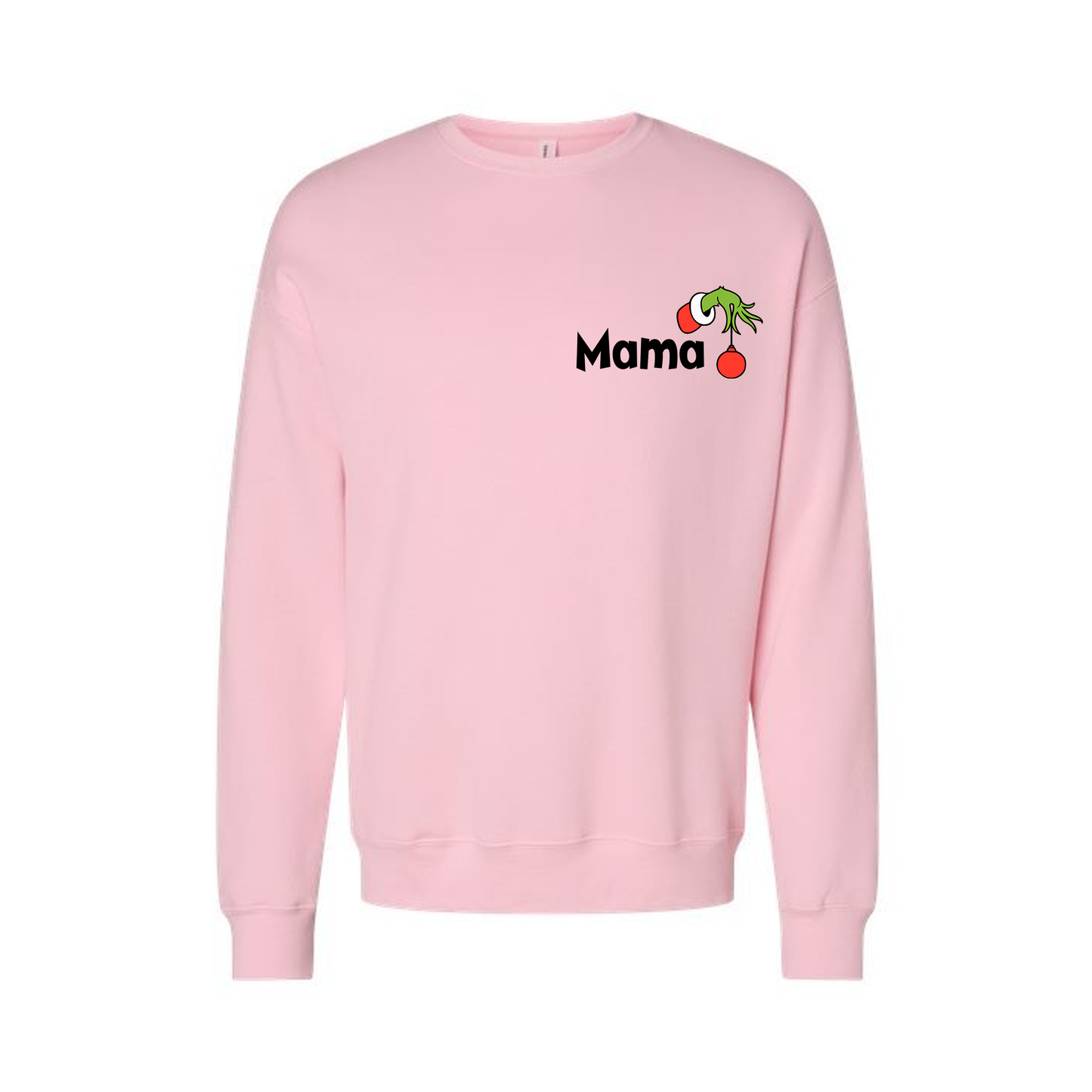 Christmas Mama Half Heart (Pocket, Left Sleeve) - Sweatshirt (Light Pink)