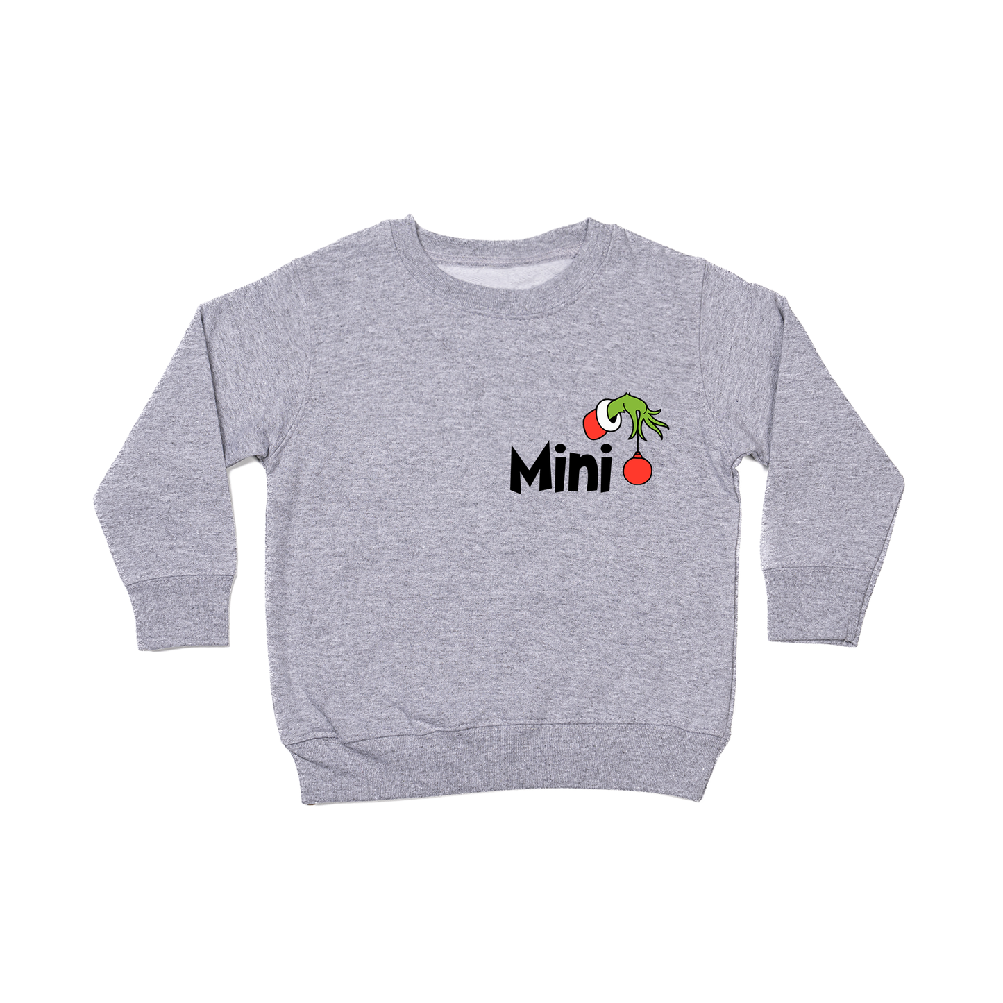 Christmas Mini Half Heart (Pocket, Right Sleeve) - Kids Sweatshirt (Heather Gray)