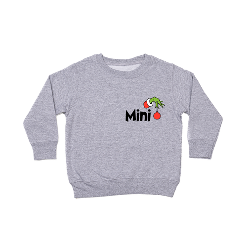 Christmas Mini Half Heart (Pocket, Right Sleeve) - Kids Sweatshirt (Heather Gray)