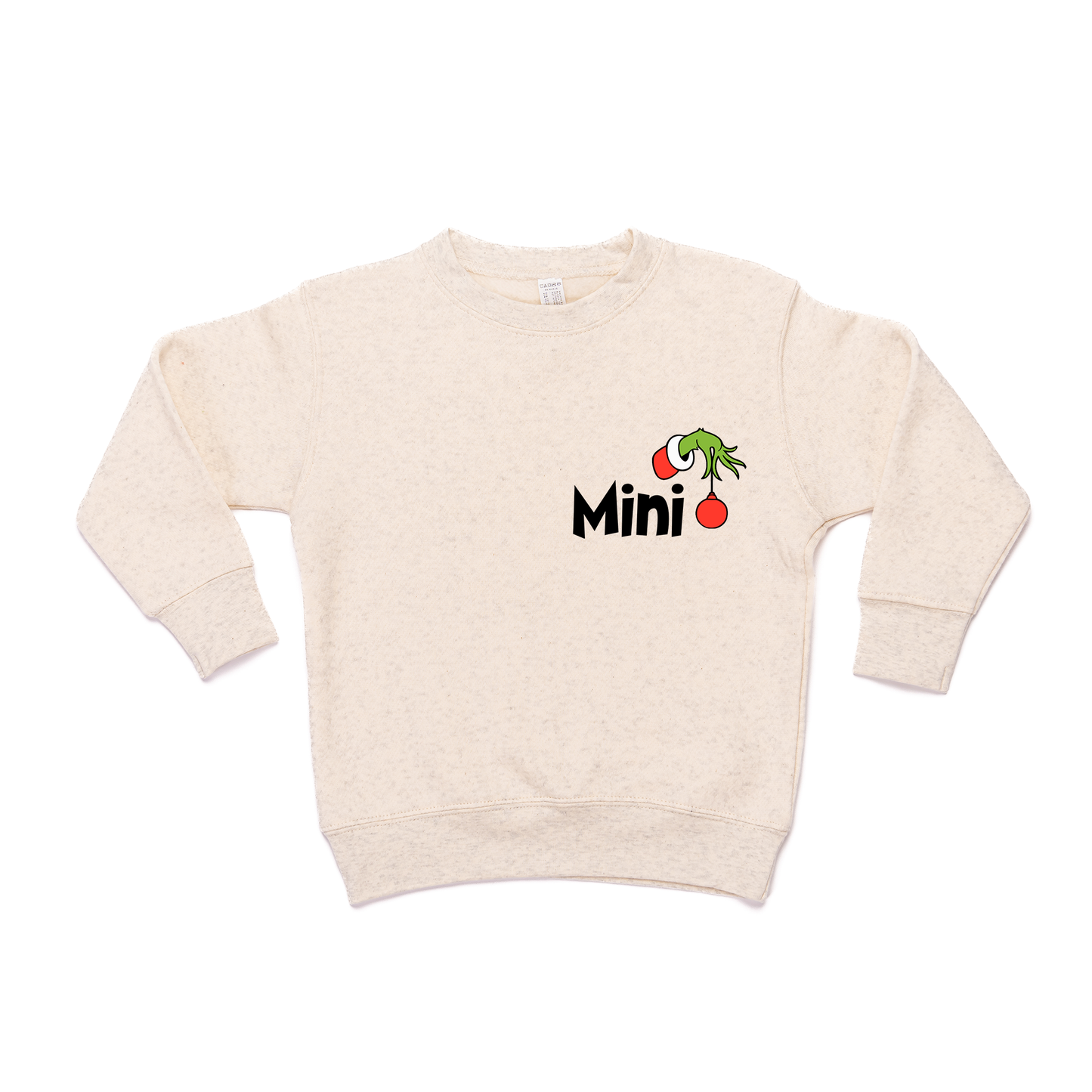 Christmas Mini Half Heart (Pocket, Right Sleeve) - Kids Sweatshirt (Heather Natural)