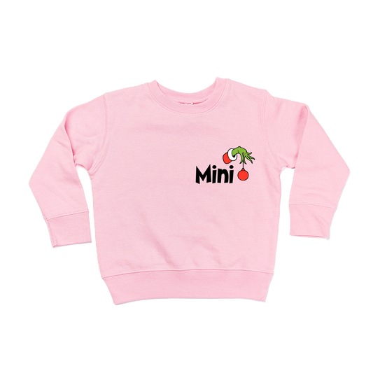 Christmas Mini Half Heart (Pocket, Right Sleeve) - Kids Sweatshirt (Pink)