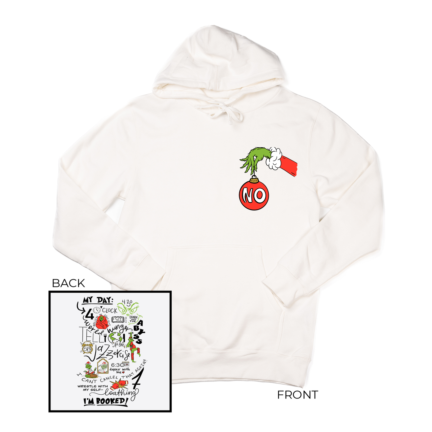 My Day I'm Booked (Pocket & Back) - Hoodie (Creme)