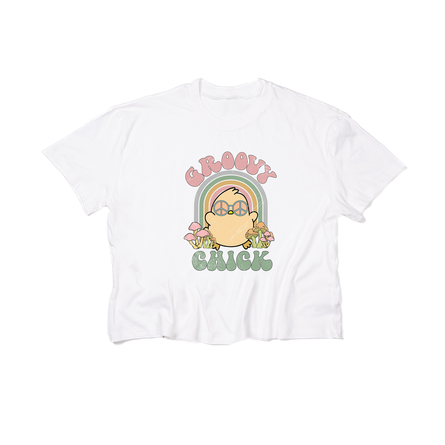 Groovy Chick - Cropped Tee (White)