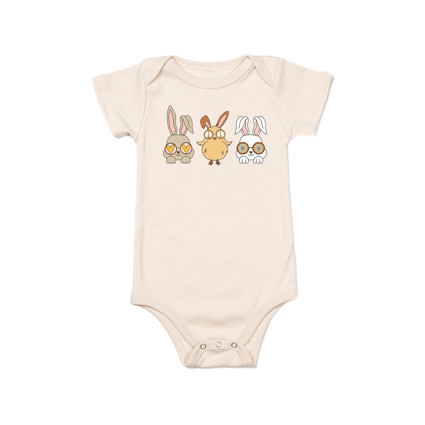 Groovy Easter Friends - Bodysuit (Natural, Short Sleeve)