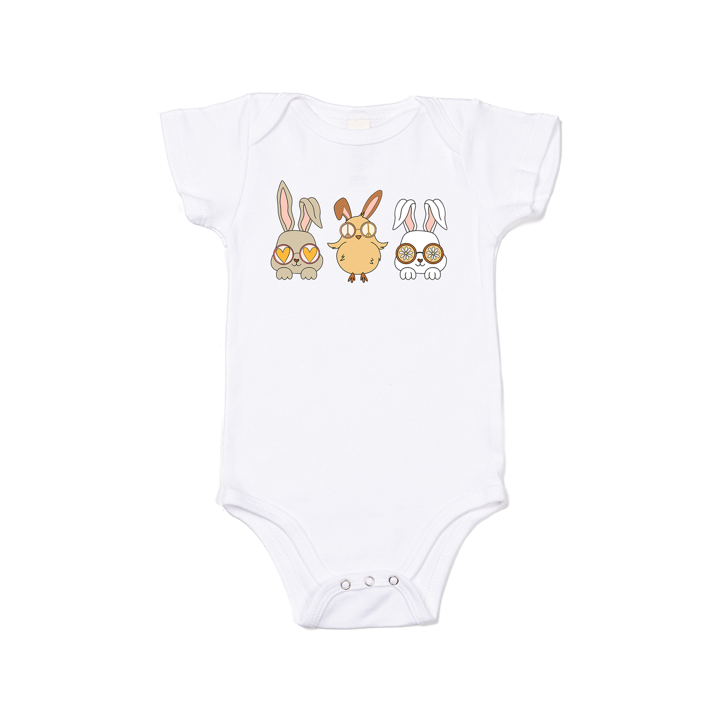 Groovy Easter Friends - Bodysuit (White, Short Sleeve)