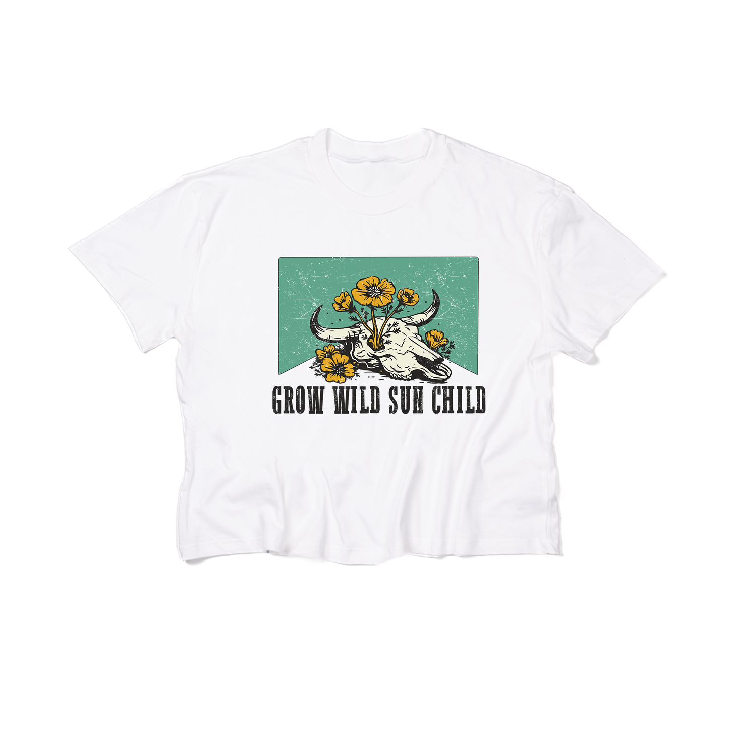 Grow Wild Sun Child (Western) - Cropped Tee (White)