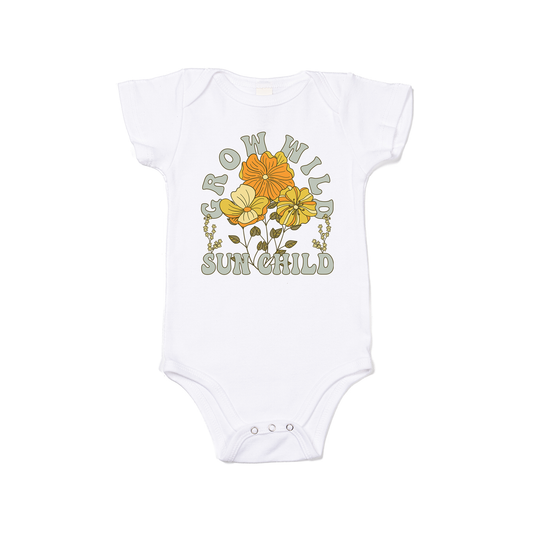 Grow Wild Sun Child (Flowers) - Bodysuit (White, Short Sleeve)