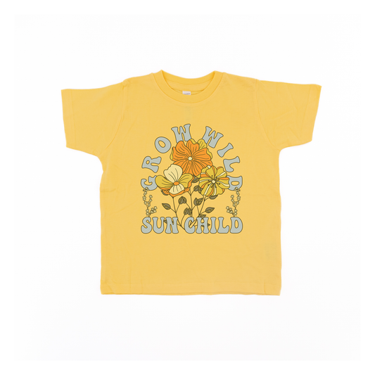 Grow Wild Sun Child (Flowers) - Kids Tee (Yellow)