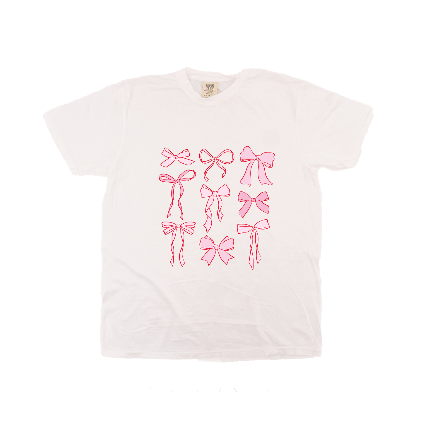 Hand Drawn Pink Bows - Tee (Vintage White, Short Sleeve)
