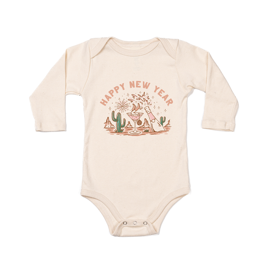 Happy New Year Pink Wild West - Bodysuit (Natural, Long Sleeve)