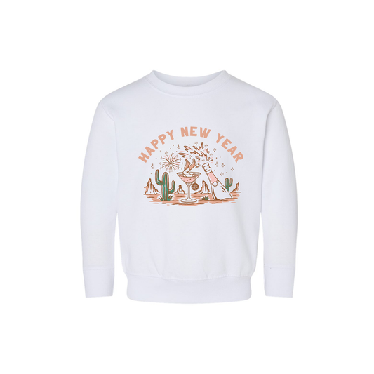 Happy New Year Pink Wild West - Kids Sweatshirt (White)