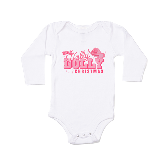 Holly Dolly Christmas - Bodysuit (White, Long Sleeve)