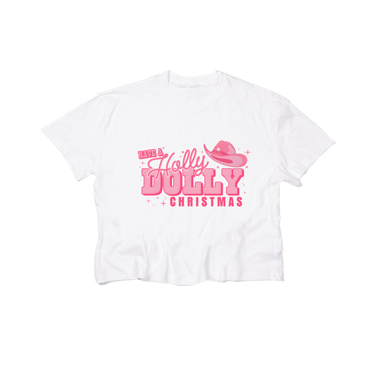 Holly Dolly Christmas - Cropped Tee (White)