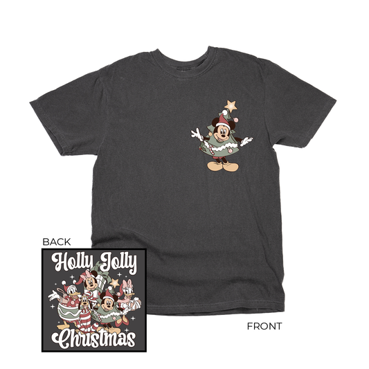 Holly Jolly Christmas Festive Friends (Front, Back) - Tee (Smoke)