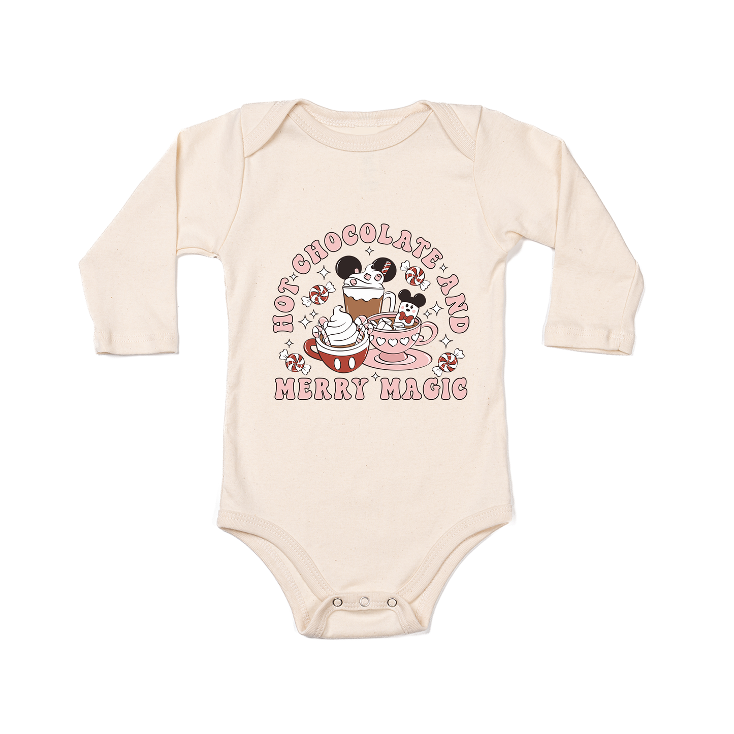 Hot Chocolate and Merry Magic - Bodysuit (Natural, Long Sleeve)