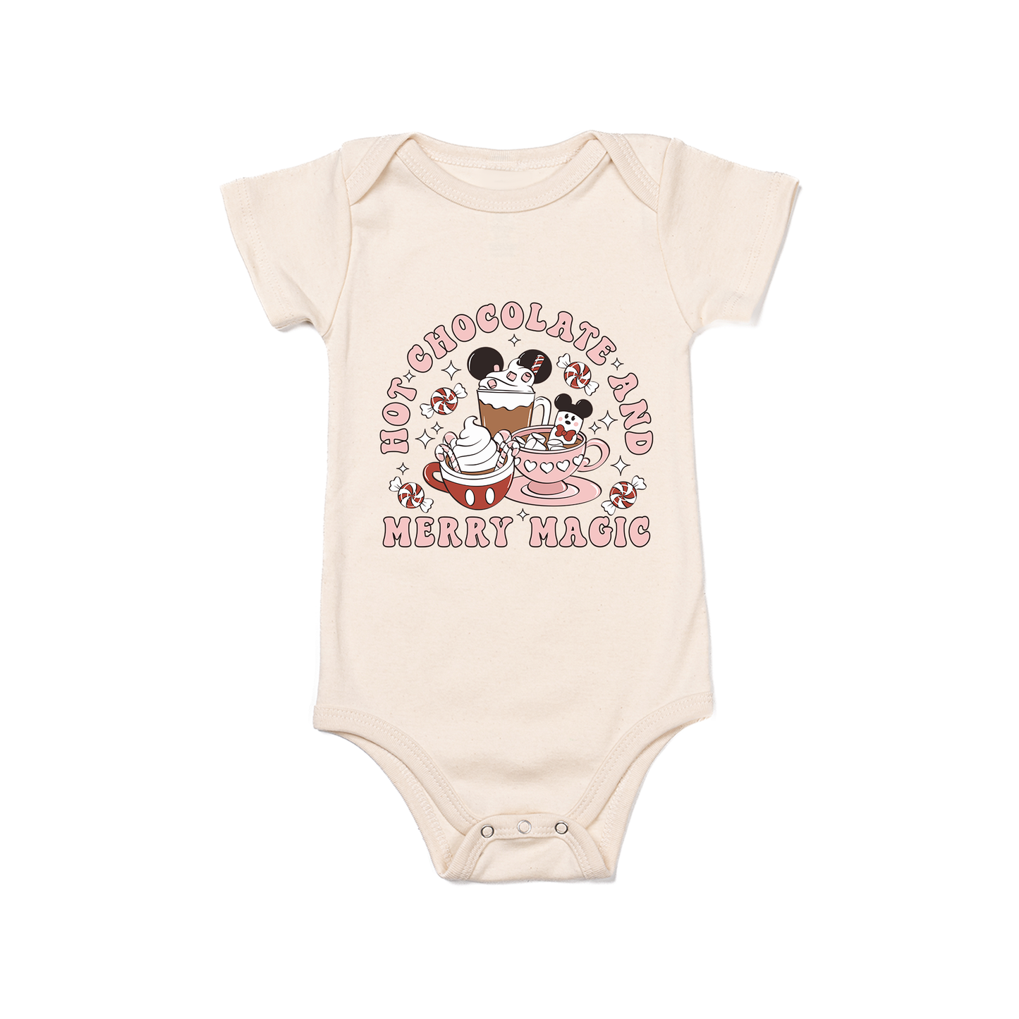 Hot Chocolate and Merry Magic - Bodysuit (Natural, Short Sleeve)