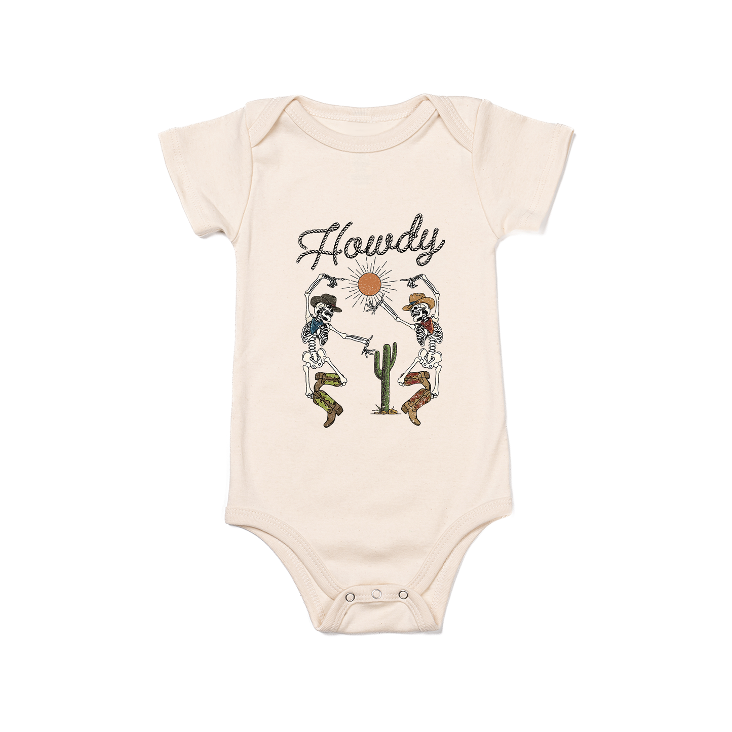 Howdy Dancing Skeletons - Bodysuit (Natural, Short Sleeve)