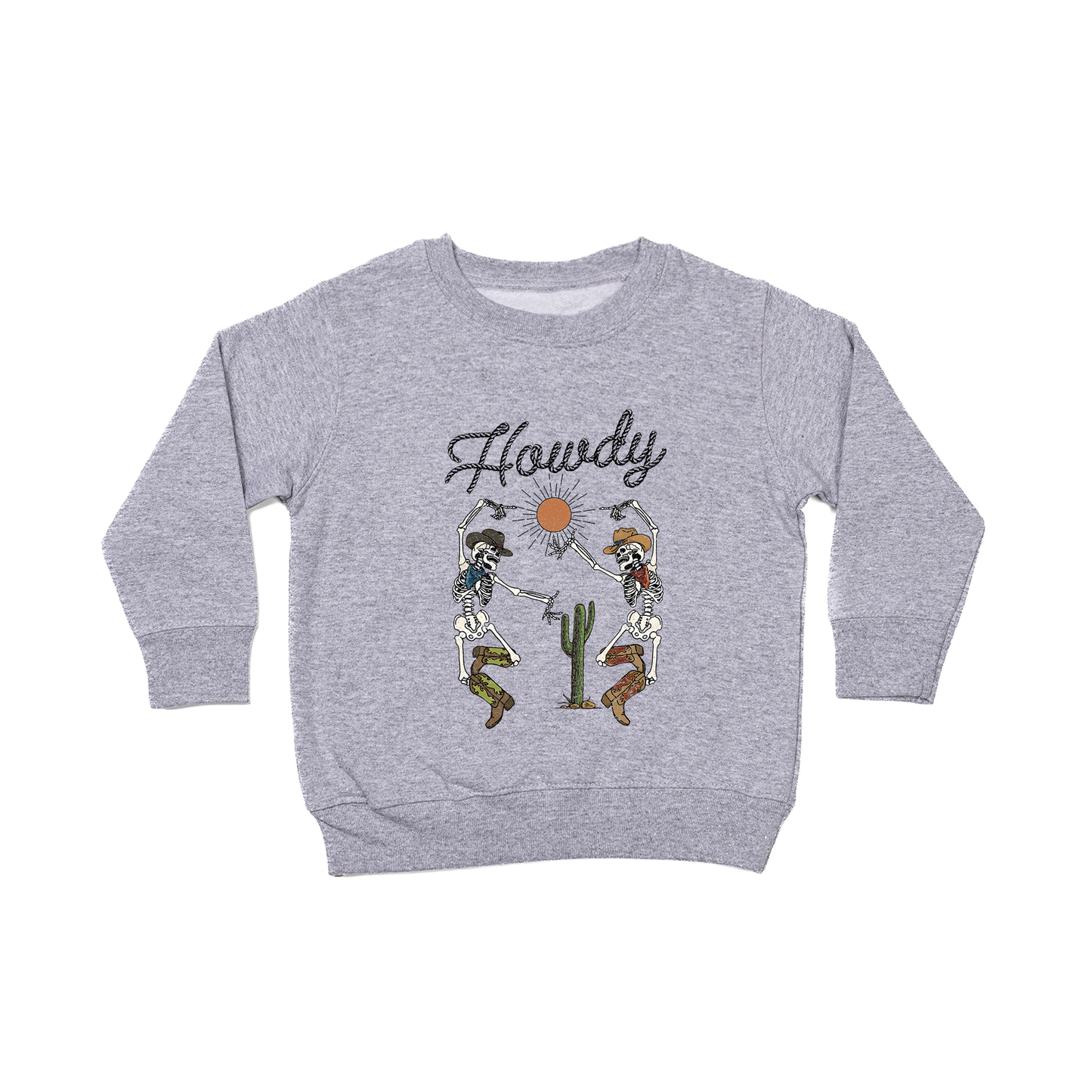 Howdy Dancing Skeletons - Kids Sweatshirt (Heather Gray)