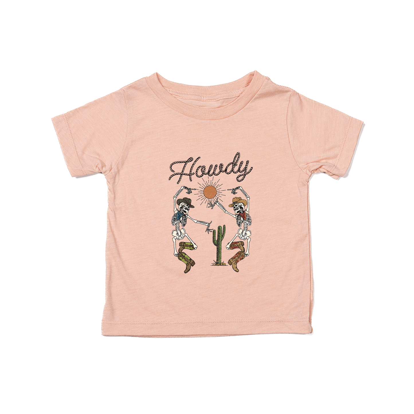 Howdy Dancing Skeletons - Kids Tee (Peach)