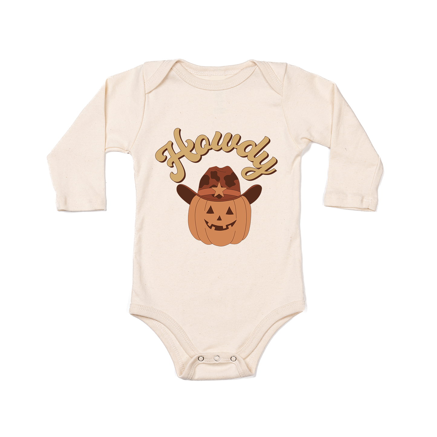 Howdy Pumpkin - Bodysuit (Natural, Long Sleeve)