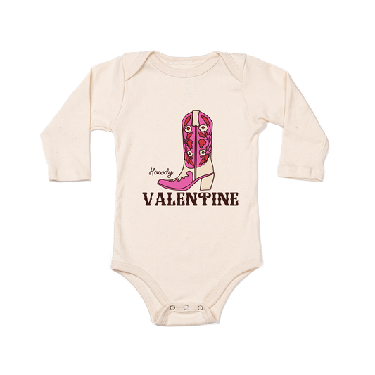 Howdy Valentine (Boot) - Bodysuit (Natural, Long Sleeve)