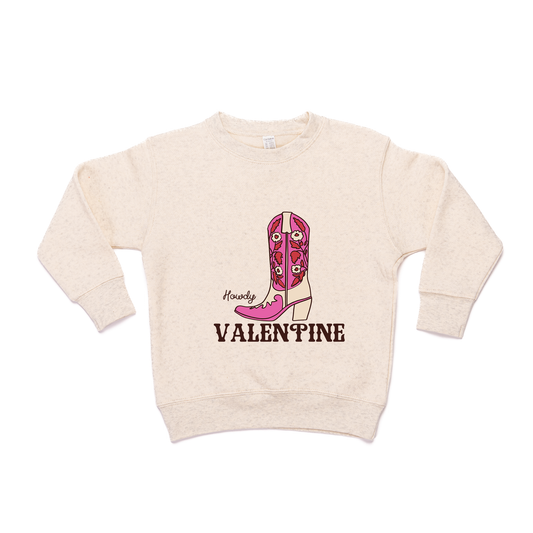 Howdy Valentine (Boot) - Kids Sweatshirt (Heather Natural)