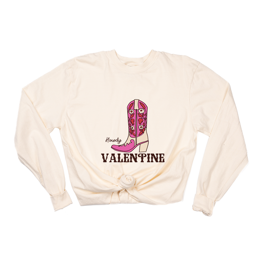Howdy Valentine (Boot) - Tee (Vintage Natural, Long Sleeve)
