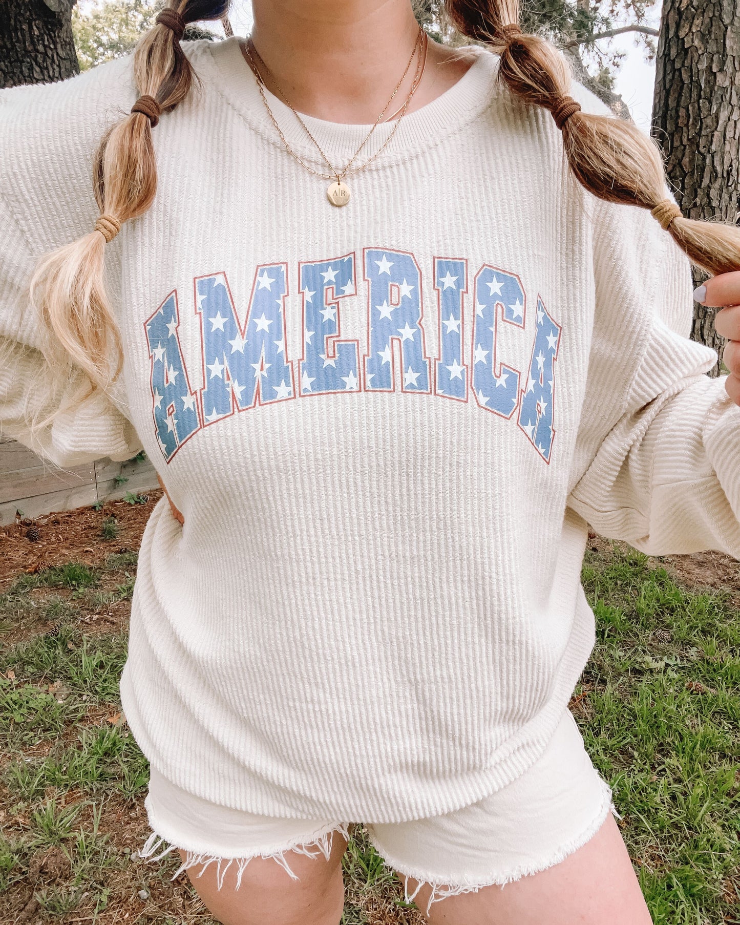 America (Stars) - Corded Sweatshirt (Ivory)