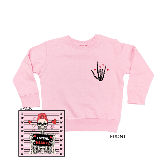 I Steal Hearts (Pocket & Back) - Kids Sweatshirt (Pink)