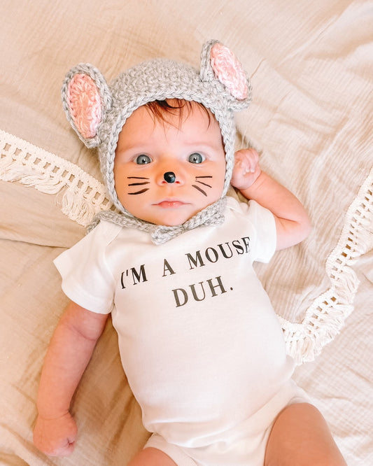 I'm a mouse, duh. (Black) - Bodysuit (White, Short Sleeve)