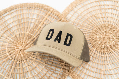 Dad (Black) - 5 Panel Trucker Hat (Pale Khaki/Olive)