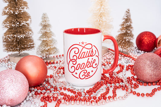 Claus Cookie Co. - Coffee Mug (Red Handle & Inside)