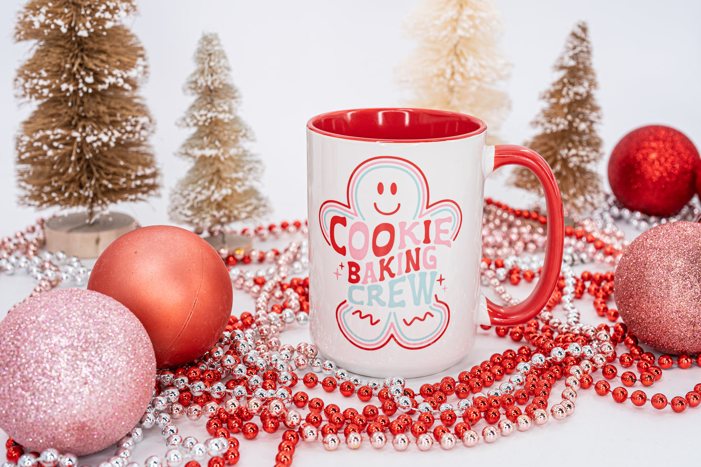 Cookie Baking Crew (Gingerbread Man) - Coffee Mug (Red Handle & Inside)