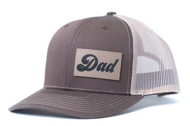 Dad (Retro, Leather Patch) - Trucker Hat (Brown/Tan)