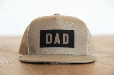 Knox's Dad (Leather Custom Name Patch) - Trucker Hat (Khaki)
