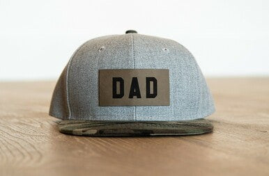 DAD (Leather Custom Name Patch) - Trucker Hat (Heather Light Gray/Camo)
