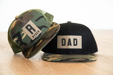 Jax's Dad (Leather Custom Name Patch) - Trucker Hat (Black/Camo)