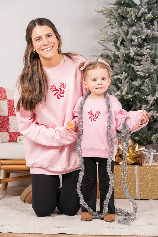 Peppermint Mouse - Embroidered Kids Sweatshirt (Pink)